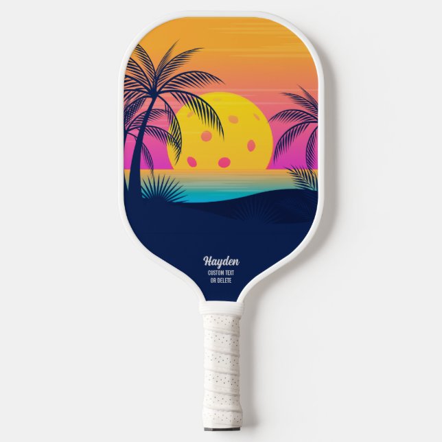 Tropical Beach Palm Trees Pickleball Sun Custom Paddle (Front)