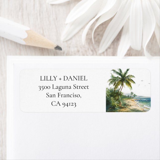 Tropical Beach Palm Trees Return Address (En situation)