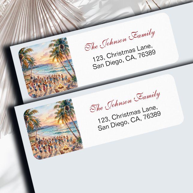 Tropical Beach Palm Trees Return Address Label (Creator Uploaded)