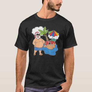 Tropical Beach Palm Trees  Santa Christmas In July T-Shirt