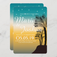 Tropical Beach Palm Trees Starry Lights Wedding