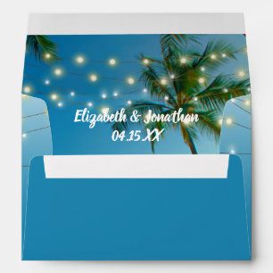 Tropical Beach Palm Trees String Lights Ombre Envelope