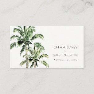 Tropical Beach Palm Trees Watercolor Wedding Place Card