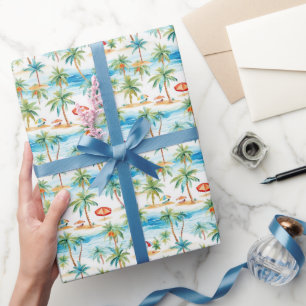 Tropical Beach Palm Trees Wrapping Paper
