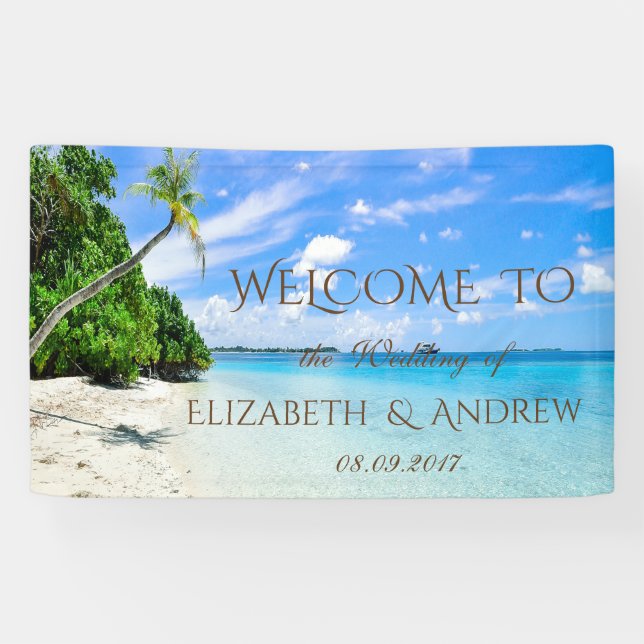 Tropical Beach,Palm  Wedding Banner (Horizontal)