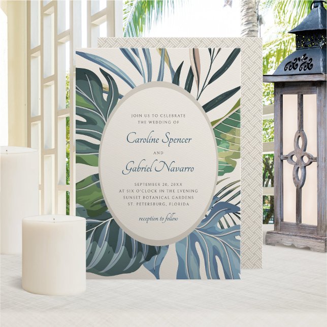 Tropical Beach Palm Wedding Invitation (Creator Uploaded)