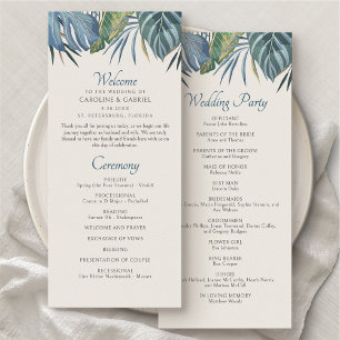 Tropical Beach Palm Wedding Program