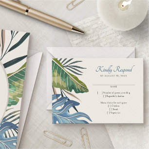 Tropical Beach Palm Wedding RSVP Card