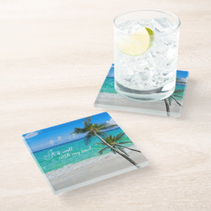 Tropical Beach Palms Inspirational It Is Well Calm Glass Coaster