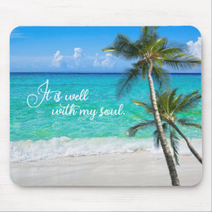 Tropical Beach Palms Inspirational It Is Well Hori Mouse Pad