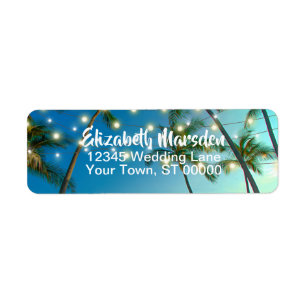 Tropical Beach Palms String Lights Return Address