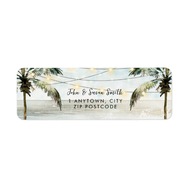tropical beach palms summer return address labels (Front)