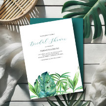 Tropical Beach Palms Watercolor Bridal Shower