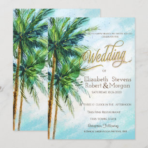 Tropical Beach,Palms Wedding Invitation