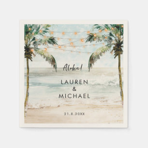 tropical beach palms wedding napkins