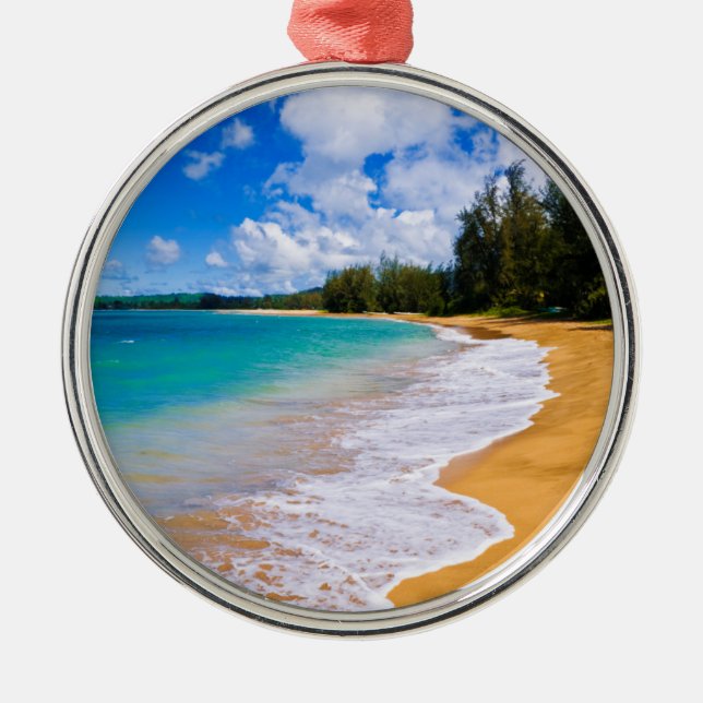 Tropical beach paradise, Hawaii Metal Ornament (Front)