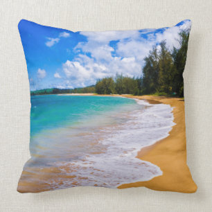 Tropical beach paradise, Hawaii Throw Pillow