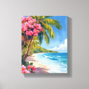 Tropical Beach Paradise Ocean Painting Canvas Print