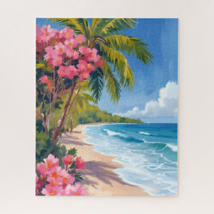 Tropical Beach Paradise   Ocean Painting Jigsaw Puzzle