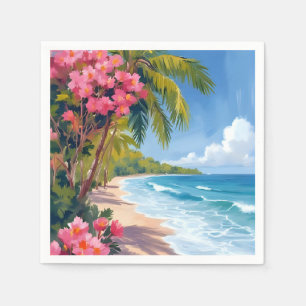 Tropical Beach Paradise   Ocean Painting Napkin