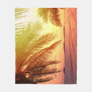 Tropical Beach Paradise: Serene Landscape. Fleece Blanket