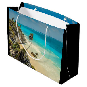 Tropical Beach Paradise with Palm Trees Large Gift Bag