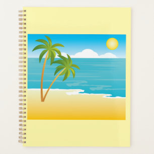 Tropical Beach Paradise with Palm Trees Planner