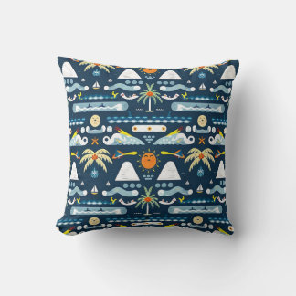 Tropical Beach Pattern Throw Pillow