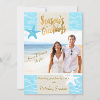 Tropical Beach Photo Christmas Card