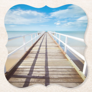 Tropical Beach Pier Paper Coaster