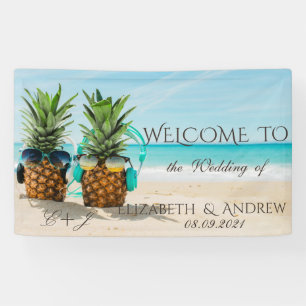Tropical Beach,Pineapples  Wedding Banner