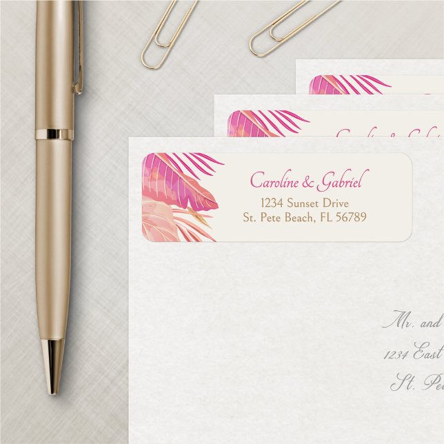 Tropical Beach Pink Address Label (Creator Uploaded)
