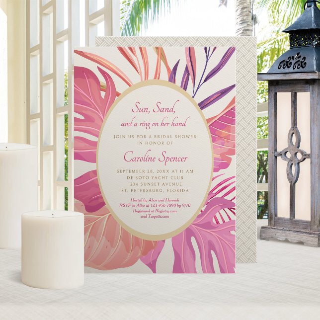 Tropical Beach Pink Bridal Shower Invitation (Creator Uploaded)