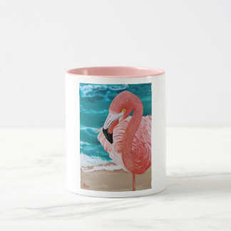 Tropical beach pink flamingo coffee mug