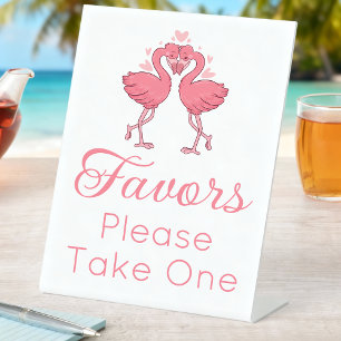 Tropical Beach Pink Flamingo Wedding Favors  Pedestal Sign
