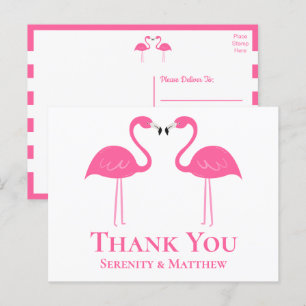 Tropical Beach Pink Flamingo Wedding Thank You    Postcard