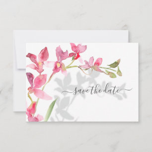 Tropical Beach Pink Orchids with Shadows  Save The Date