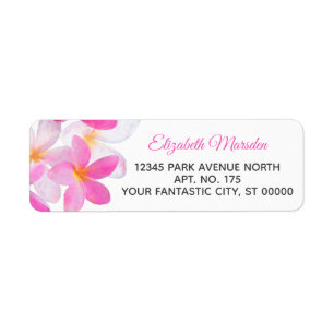 Tropical Beach Pink Plumeria Floral Adresse de ret