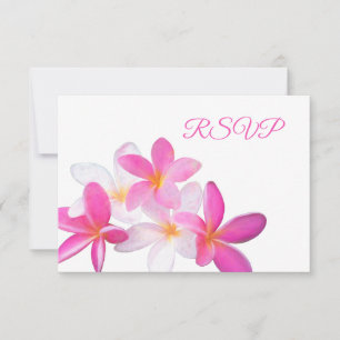 Tropical Beach Pink Plumeria Floral Reception RSVP