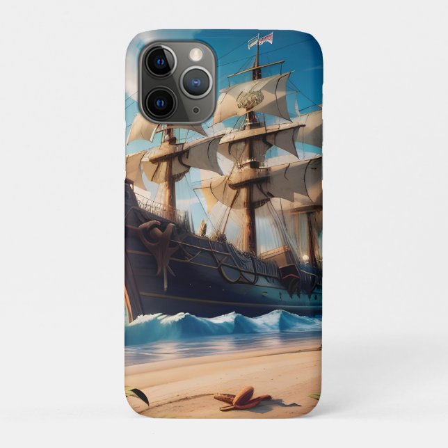 Tropical Beach Pirate Ship Case-Mate iPhone Case (Back)