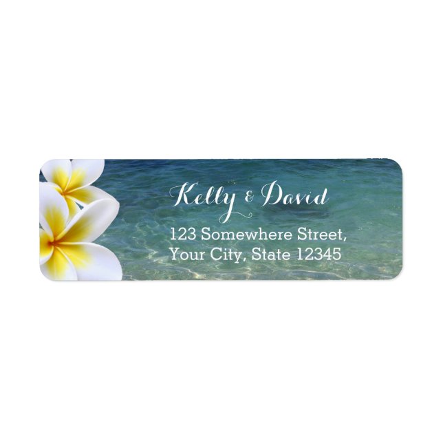 Tropical Beach & Plumeria Flowers Return Address (Front)