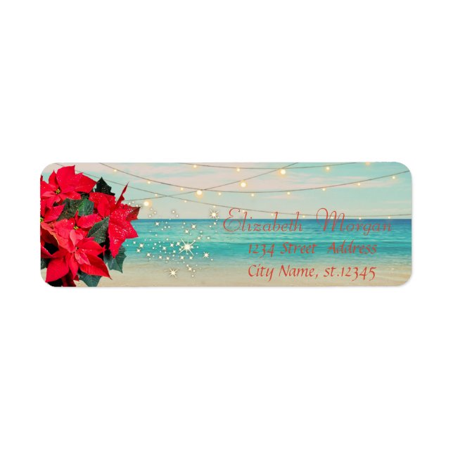 Tropical,Beach,Poinsettia, Lights, Snowflakes (Front)