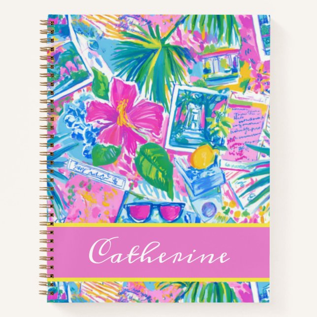 Tropical Beach Postcards Personalized Notebook (Front)