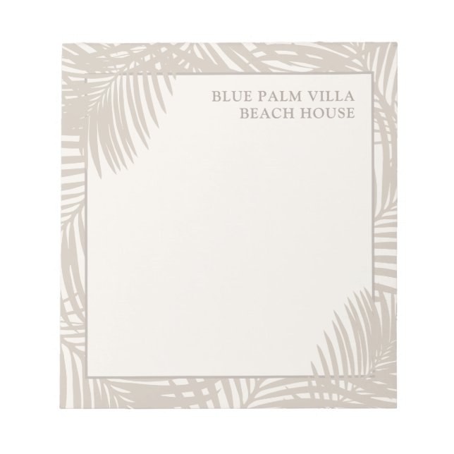 Tropical Beach Rental Home Name Personalized Notepad (Front)