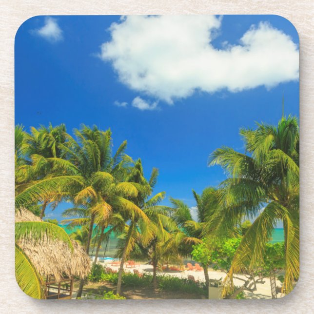 Tropical beach resort, Belize Coaster (Front)