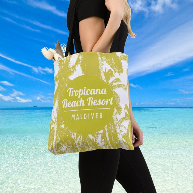 Tropical Beach Resort with Palm Trees Design Tote Bag (Creator Uploaded)