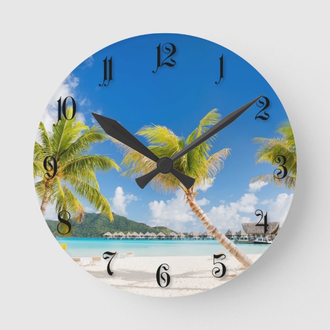 Tropical beach round clock (Front)