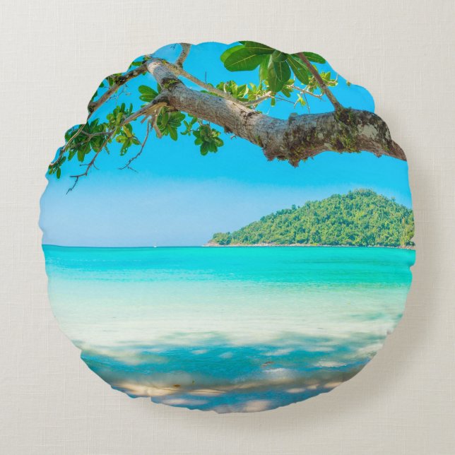 Tropical Beach Round Pillow (Front)