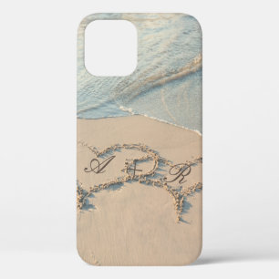 Tropical Beach,Sand Hearts Monogram iPhone 12 Case