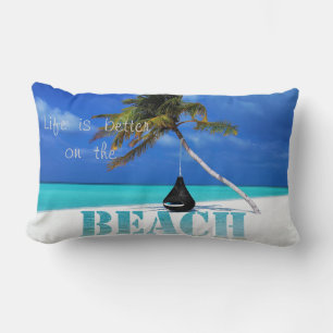 Tropical Beach,Sand ,Palm Lumbar Pillow